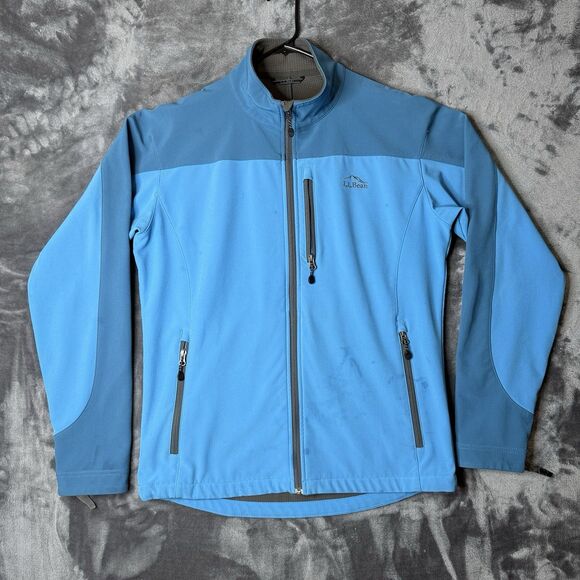 L.L.Bean Pathfinder Soft Shell Jacket Mens Medium TALL Hiking Outdoors Blue - Picture 1 of 7